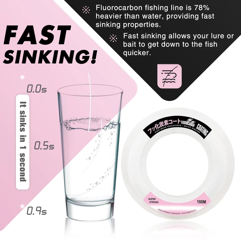 Ligne de pêche fluorocarbone ZUKIBO 100% Japon haute résistance à l'abrasion pour carnassiers et truites