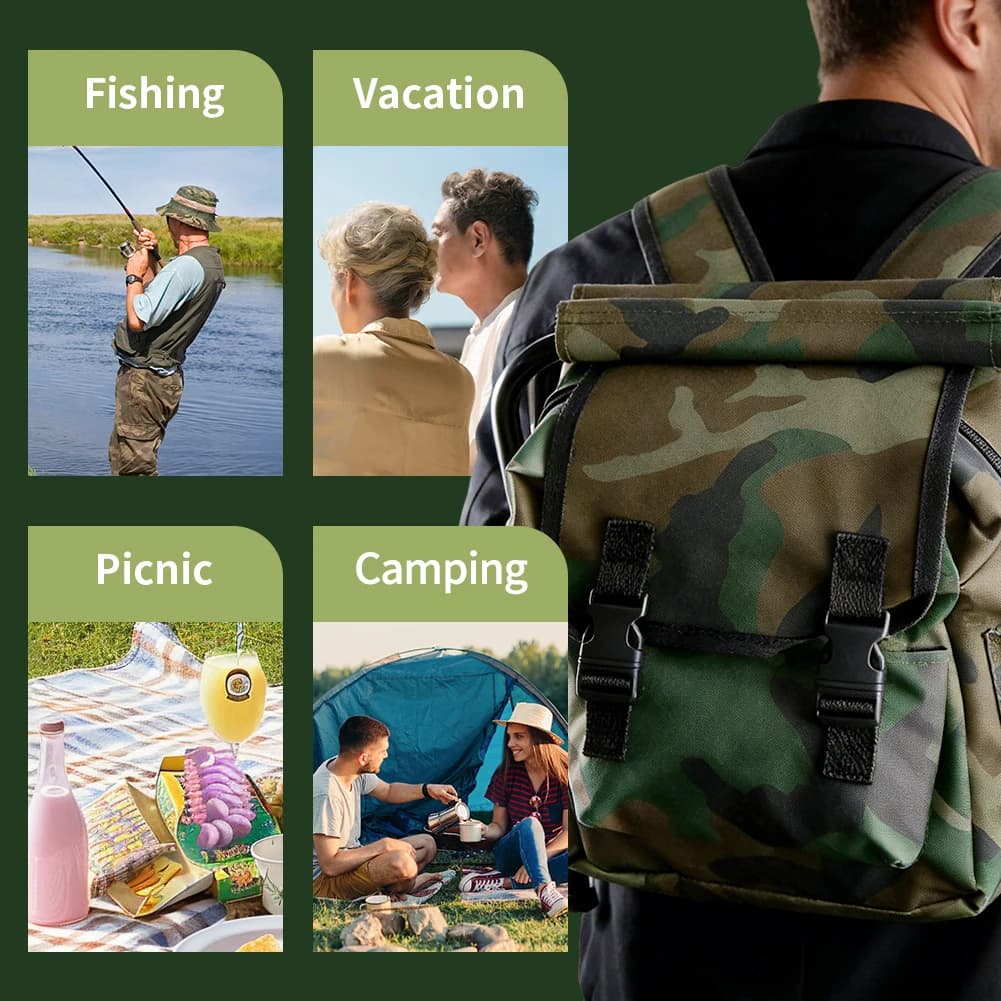 Sac à dos avec chaise intégrée - Siège pliant et sac de pêche multifonction pour camping