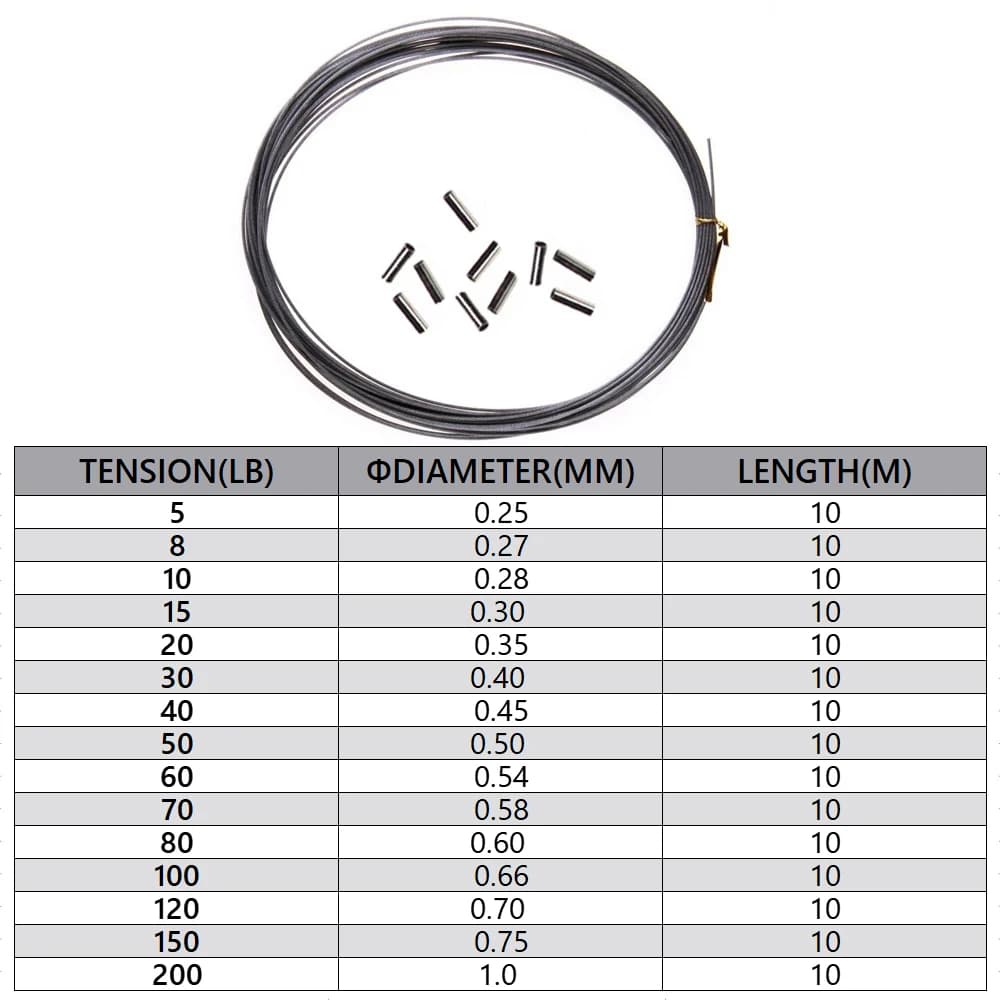 Fil d'acier tressé nylon 7 brins 10m pour montages pêche mer 5LB à 200LB résistance