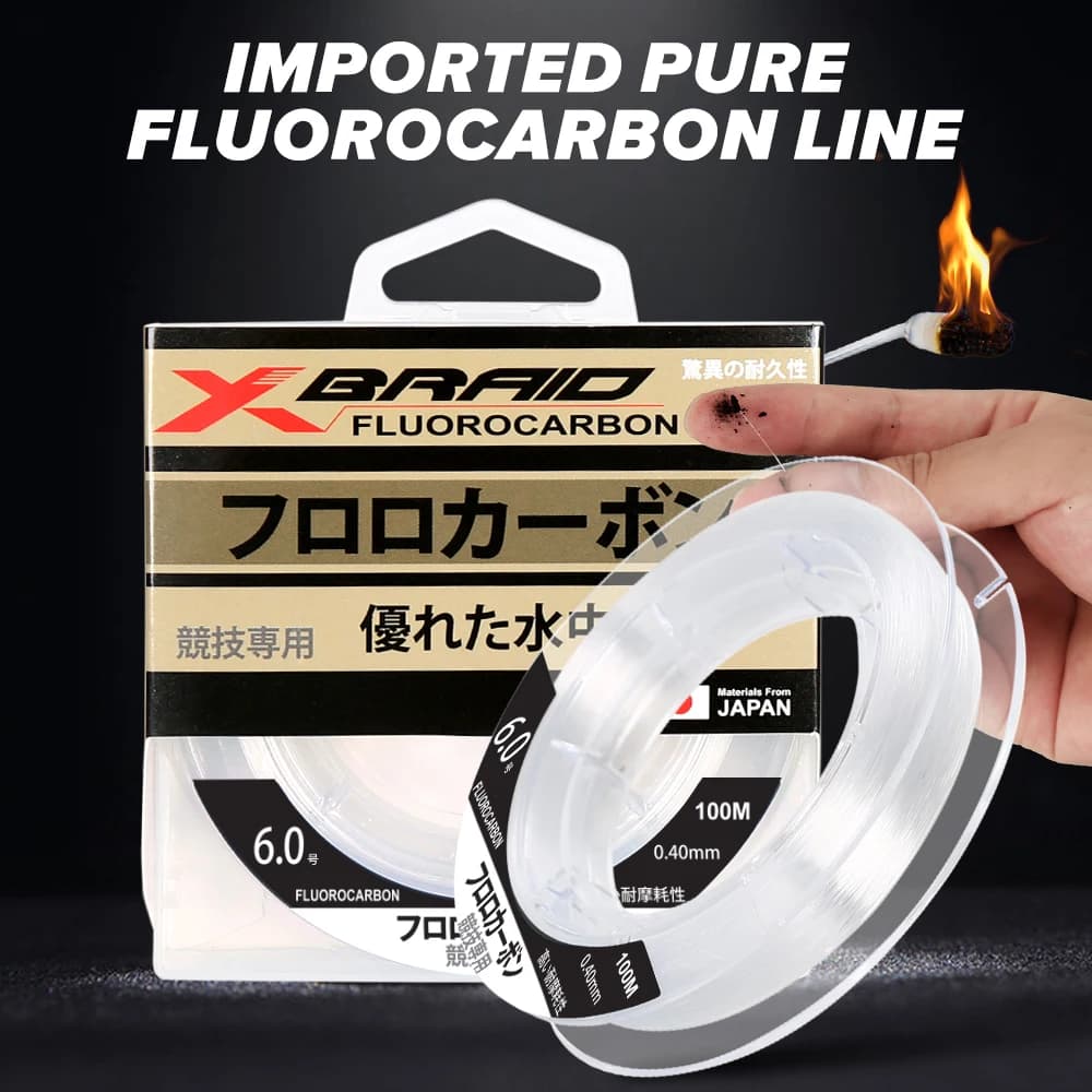 Ligne fluorocarbone 100M 99% carbone invisible pour pêche extérieure - Haute qualité