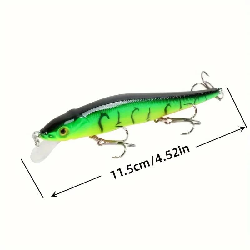 Leurre plastique simulation 4.52 pouces 0.49 oz pour pêche du brochet et carpe avec 3 hameçons triples