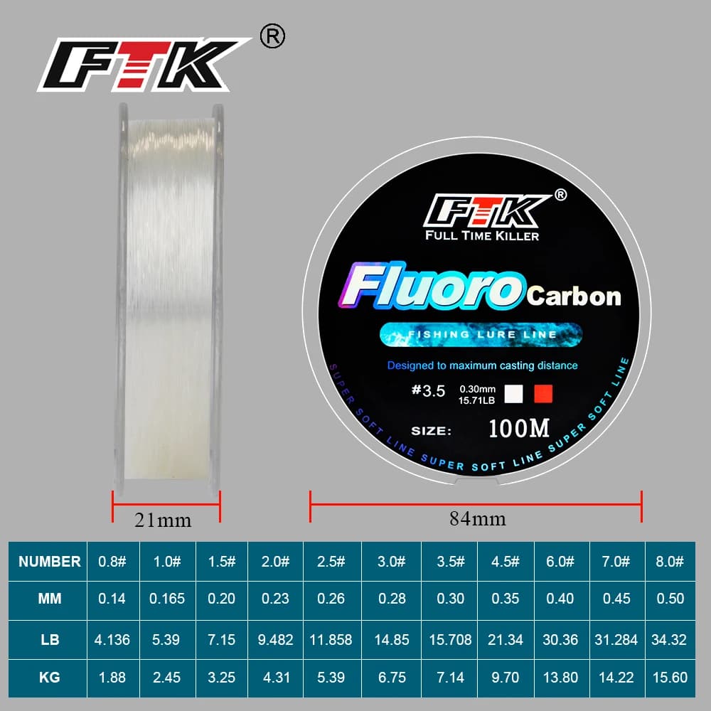 Fluorocarbone FTK 100m Rose Leader Pêche Leurre Super Souple 4.13-34.32LB pour Ligne de Traîne et Mouche