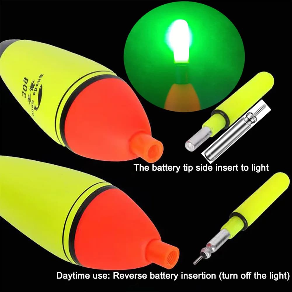 Flotteur de pêche lumineux LED rechargeable USB pour pêche de nuit et jour, vertical, 5g à