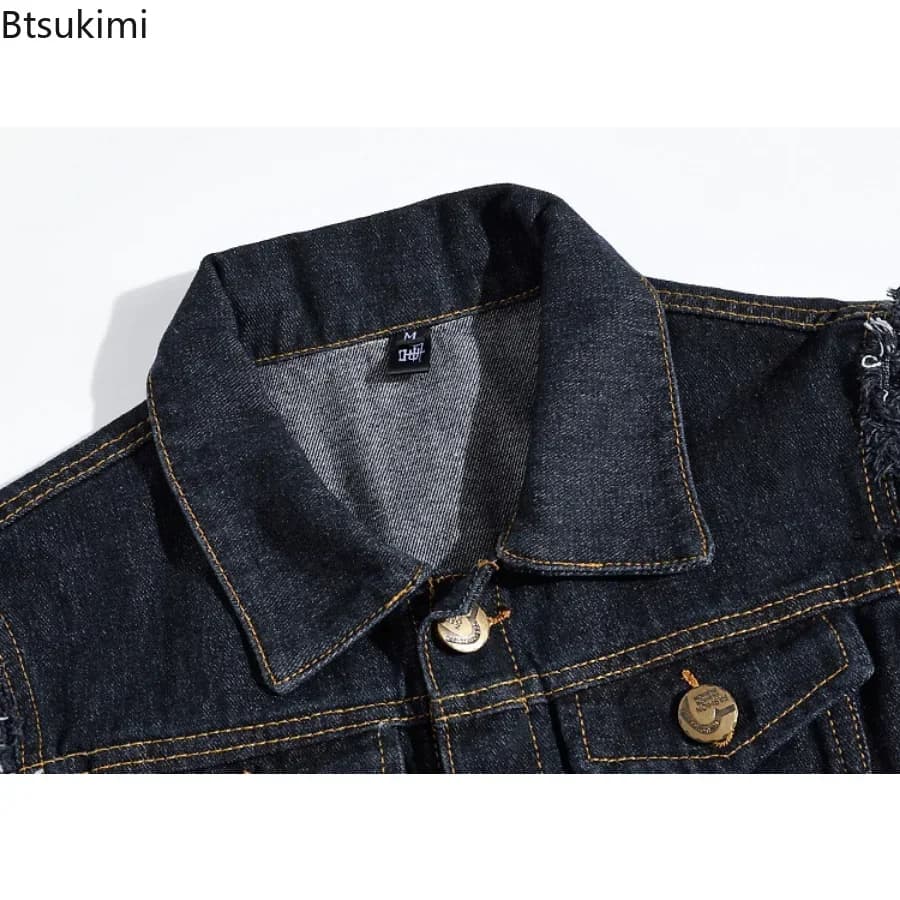 Veste sans manches en jean délavé pour homme, style cowboy et extérieur, bleu ou noir