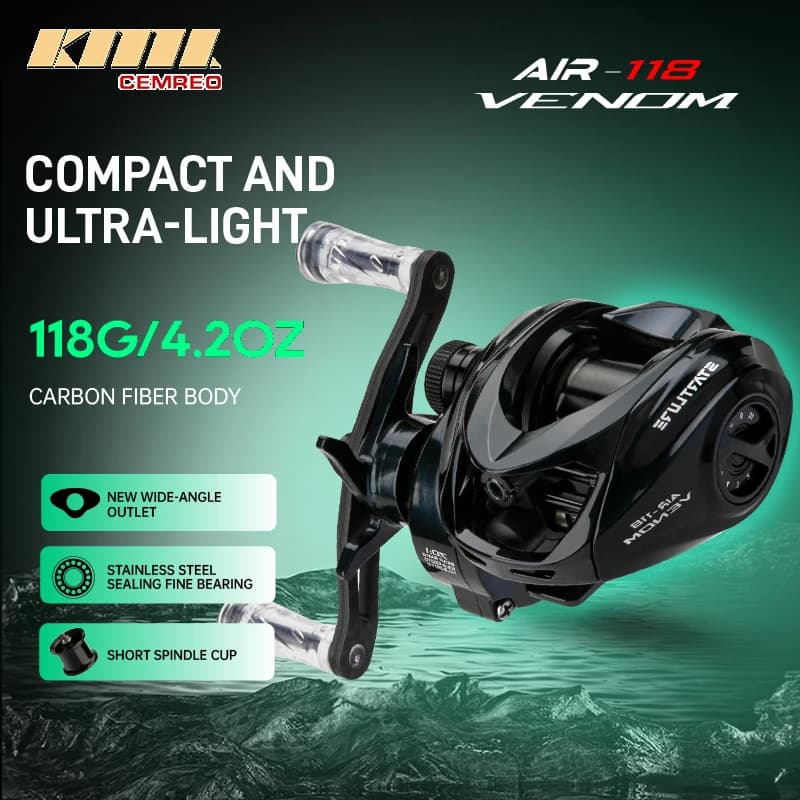 Moulinet casting ultra-léger CEMREO VENOM 118g frein magnétique 4kg pour pêche précise