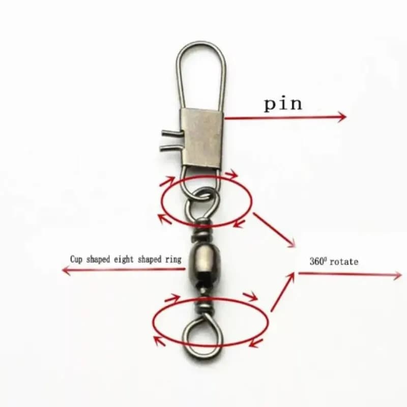 Lot de 100 émerillons à roulement à billes 4 tailles avec clips Fastlock pour accessoires de pêche