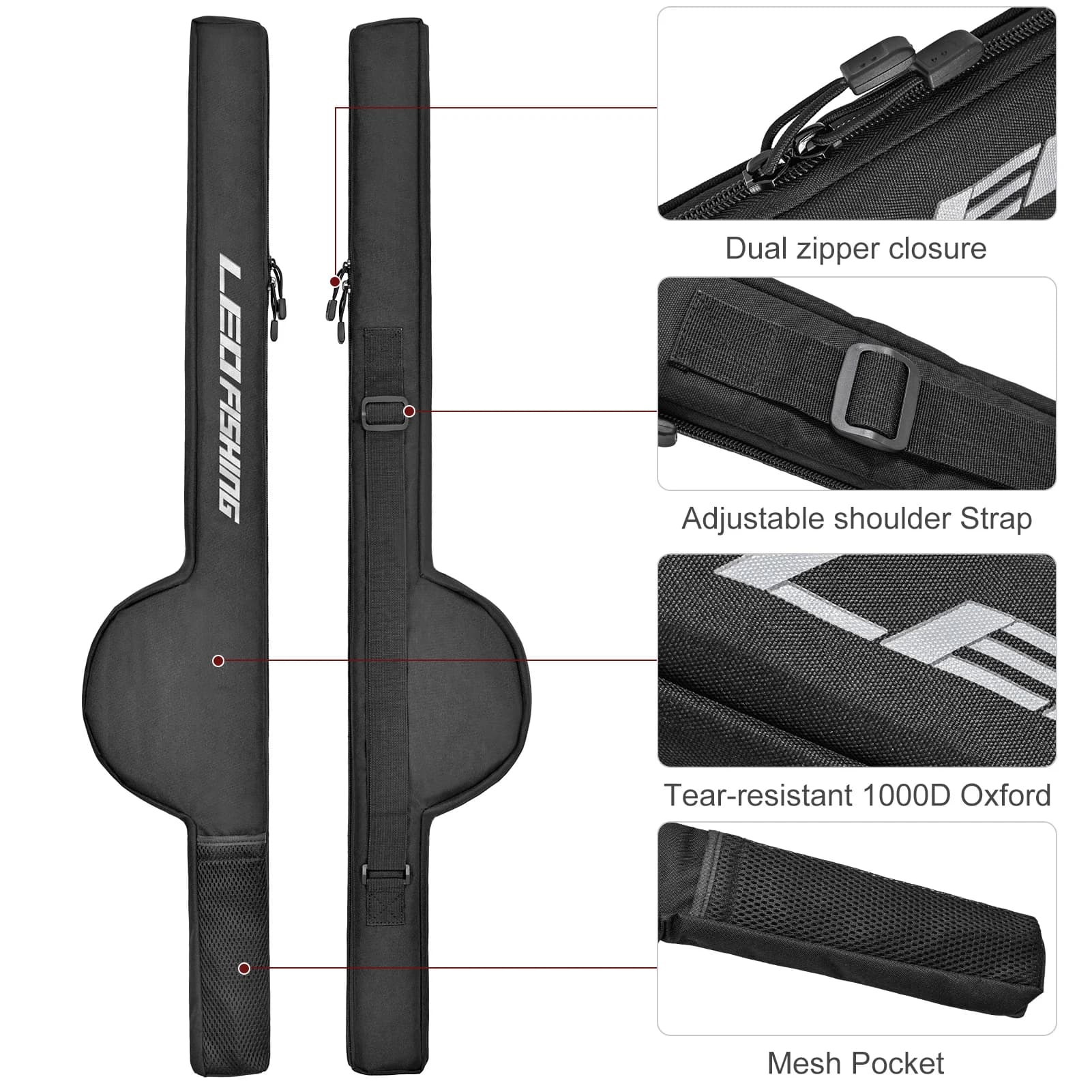 Sac de transport canne à pêche portable 85/106/126cm avec sangle - Étui protecteur durable pour canne et matériel