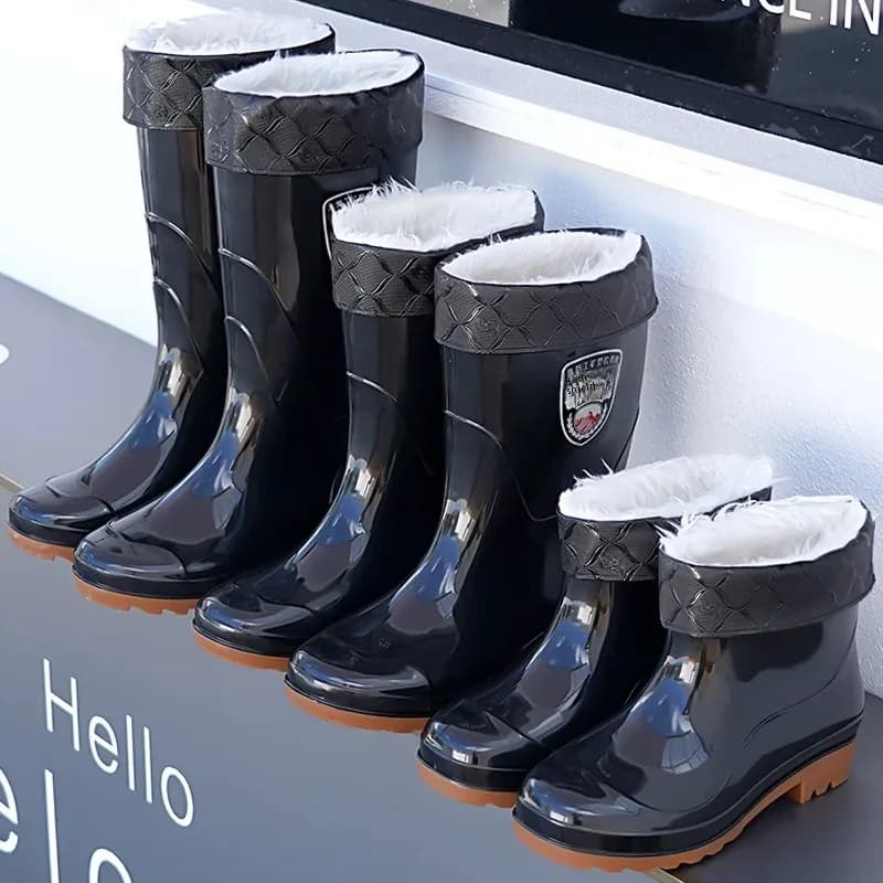 Bottes de pêche PVC épaisses résistantes aux acides pour hommes - Chaussures étanches hiver chaudes chantier