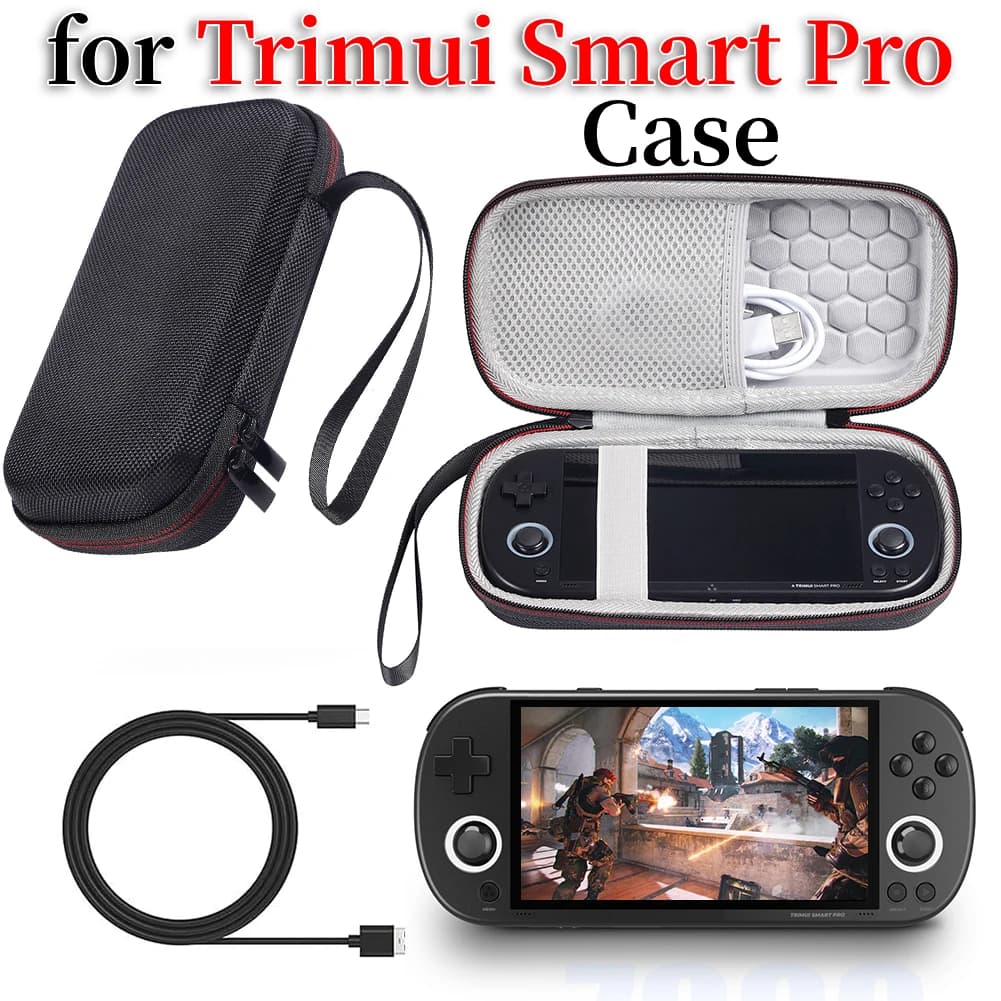 Étui de voyage rigide EVA portable pour console Trimui Smart Pro avec film trempé optionnel