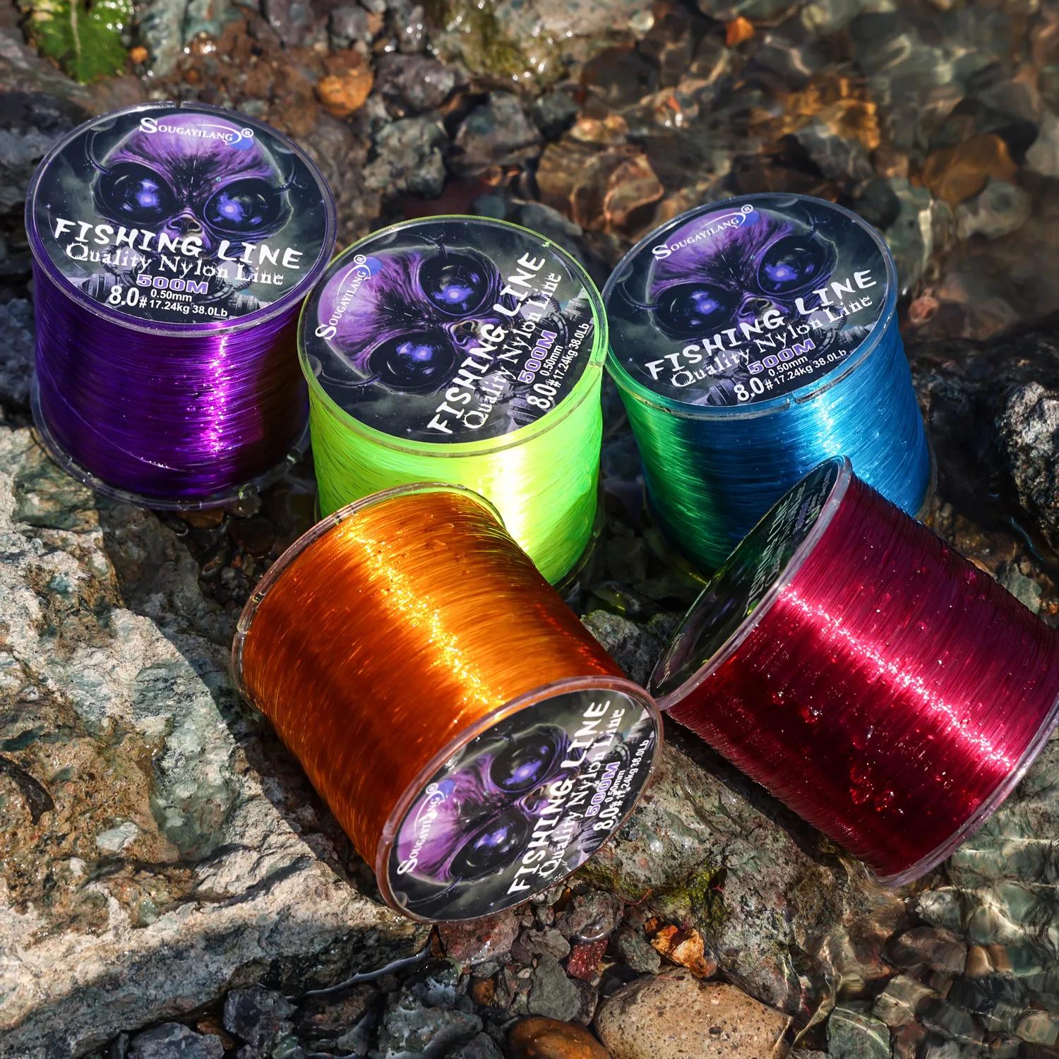 Ligne nylon Sougayilang monofilament 500M 0.14-0.50mm pêche eau douce matériau supérieur
