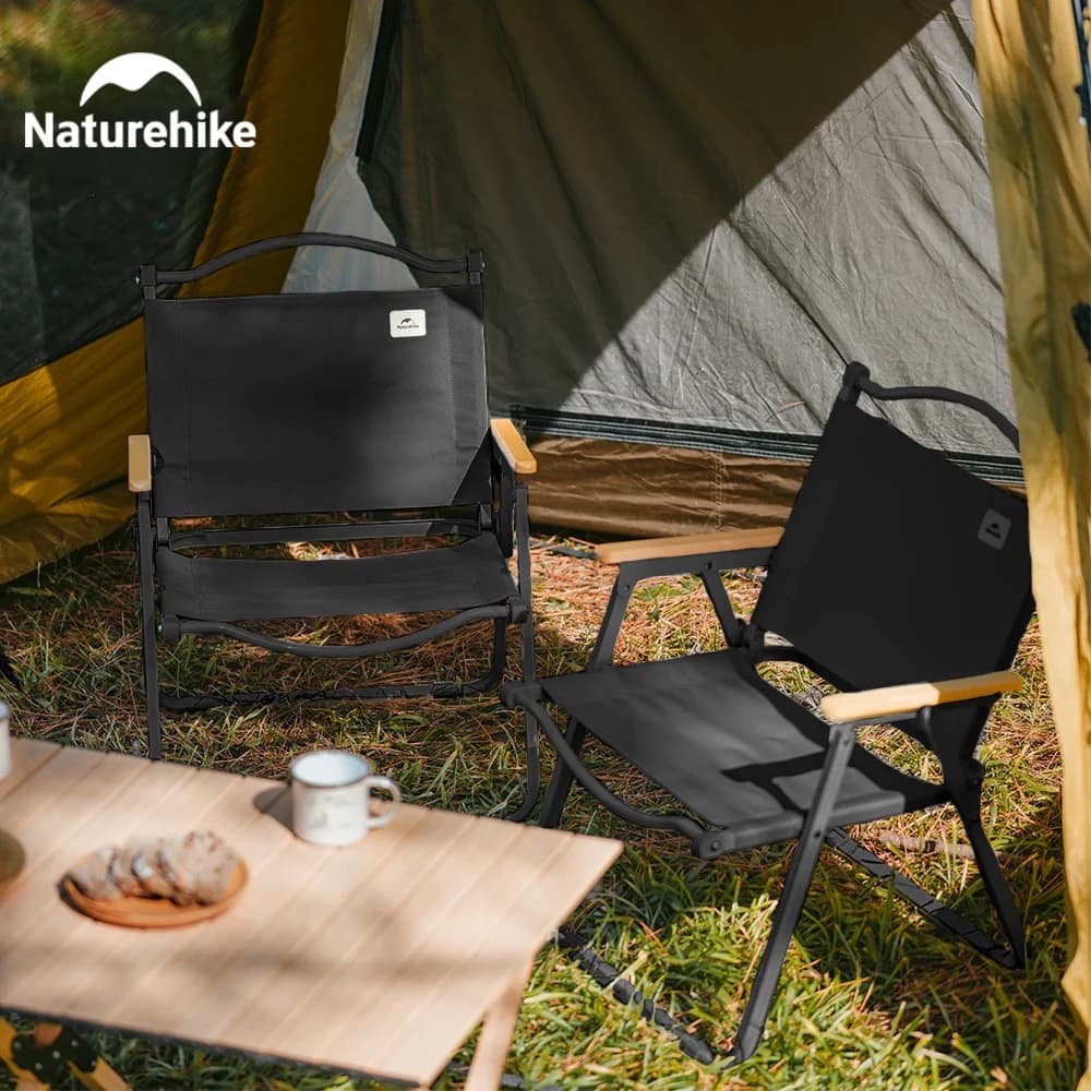 Chaise de pêche pliante Naturehike Kermit - Siège bois portable pour camping et pêche