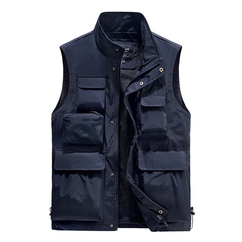 Veste de pêche homme multi-poches pour équipement extérieur, reportage et photographie