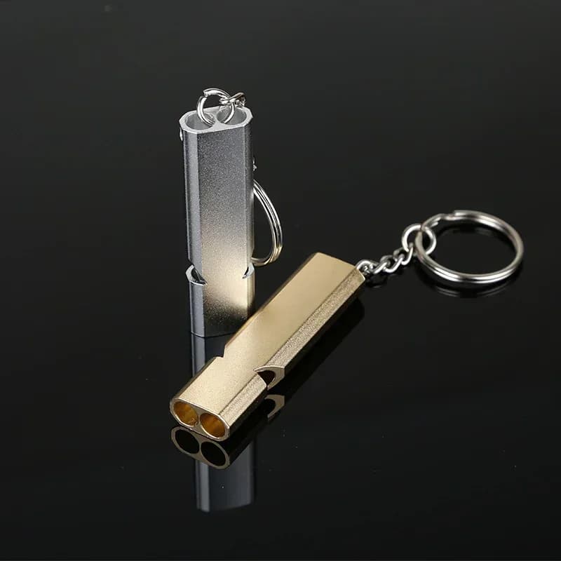 Sifflet EDC aluminium pour survie outdoor - Accessoire clé pêche randonnée camping décibels élevés
