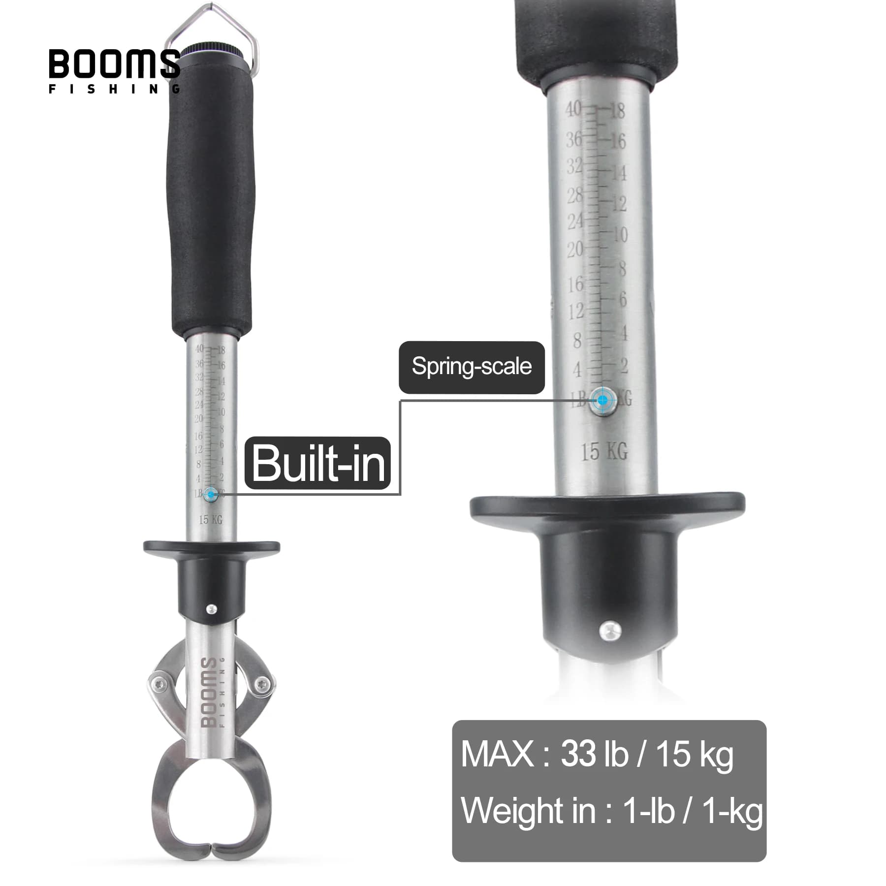 Pince à poisson Booms Fishing G01 avec balance intégrée - Modèle grand format pour prises importantes