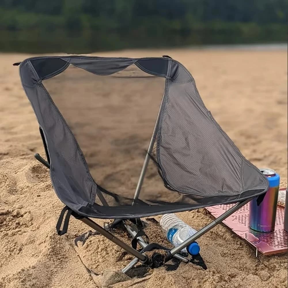 Chaise pliante ultra-légère portable avec filet pour pêche à la plage et randonnée été