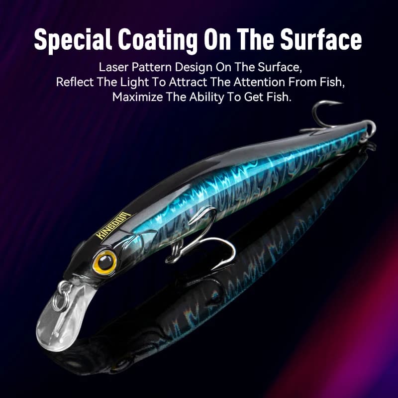 Leurre dur crankbait minnow pour bar et truite de mer, leurre nageur avec action attractive pour