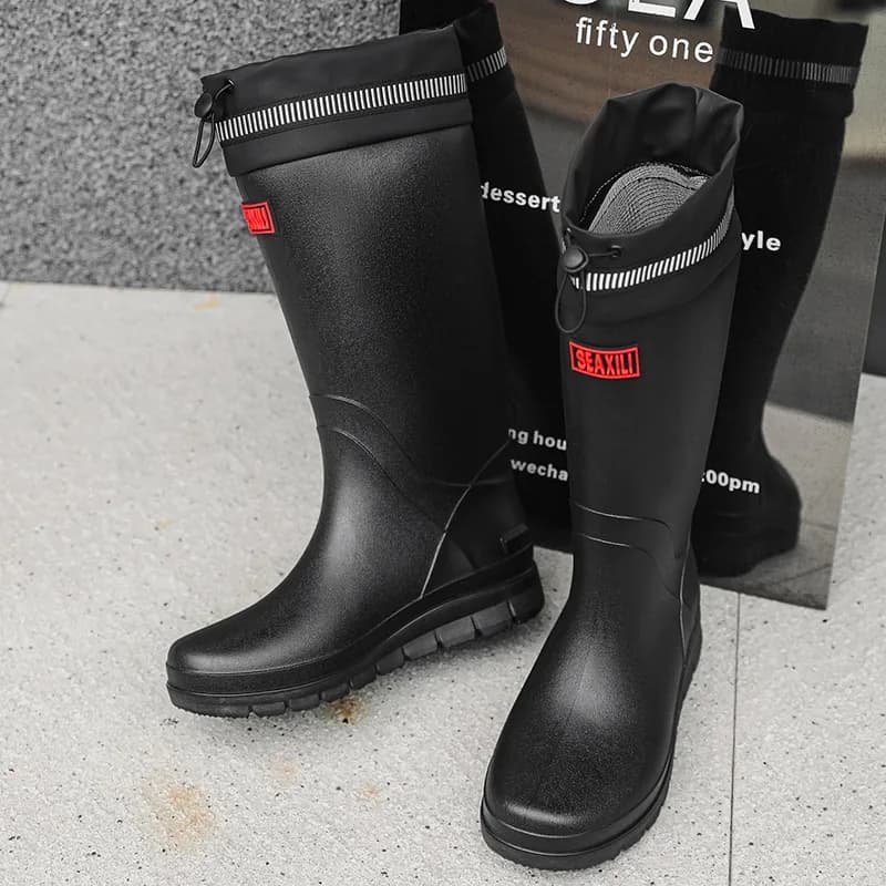 Men's High-Tube Waterproof Non-Slip Rain Boots Special for Delivery Riders Fishi