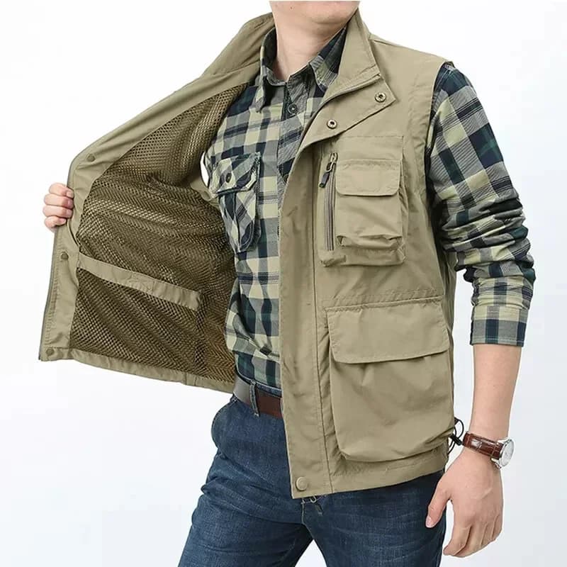 Veste de pêche homme imperméable séchage rapide multifonction pour sport et photographie extérieure