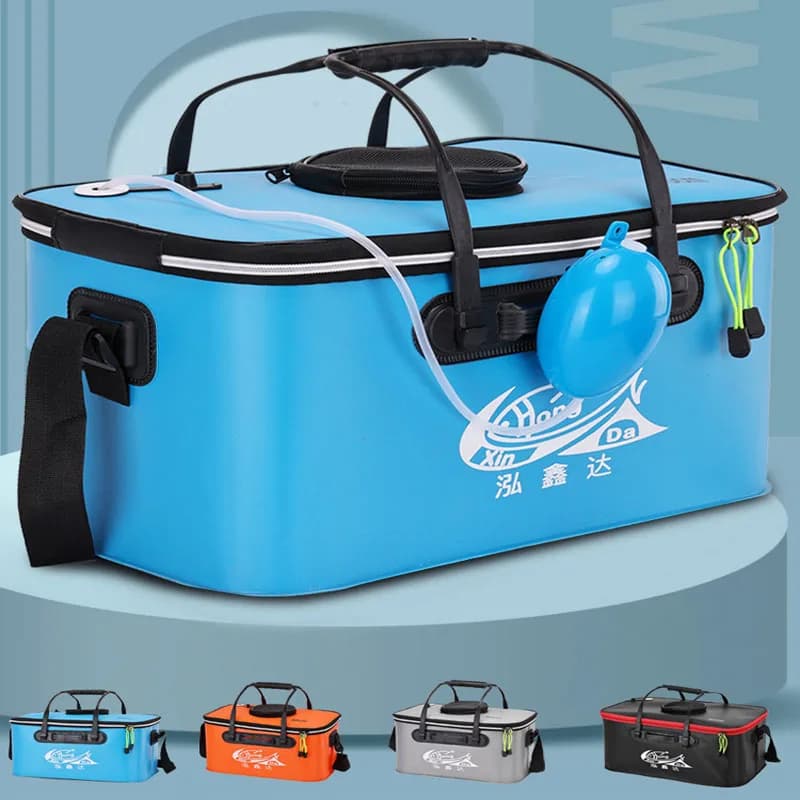 Bac à poissons vivants pliable sans pompe à oxygène - Réservoir EVA portable pour pêche en extérieur