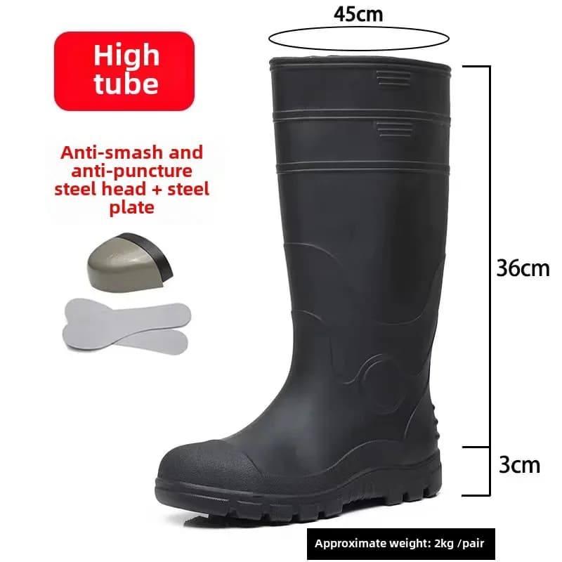 Chaussures de pluie protection travail anti-écrasement anti-perforation bout acier plaque sécurité mines