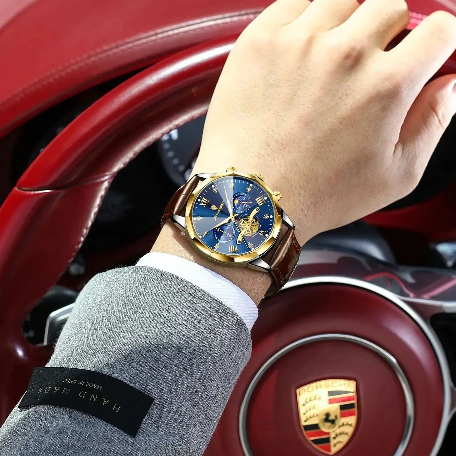 Montre Homme Militaire Luxe Quartz Étanche Luminieuse Chronographe Cuir Sport Élégante