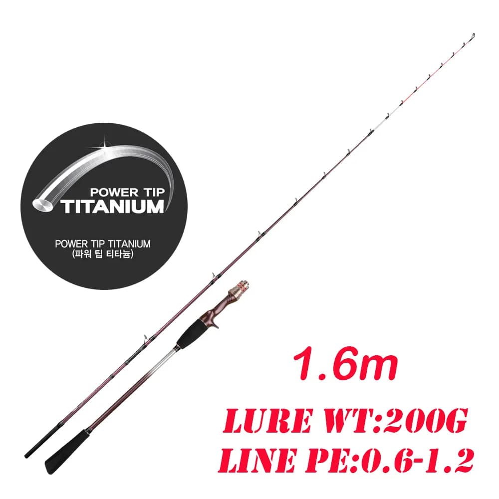 Canne à pêche pour seiche ultra légère 160cm - Action 9:1, pointe titane, PE 0.6-1.2 pour pêche en bateau
