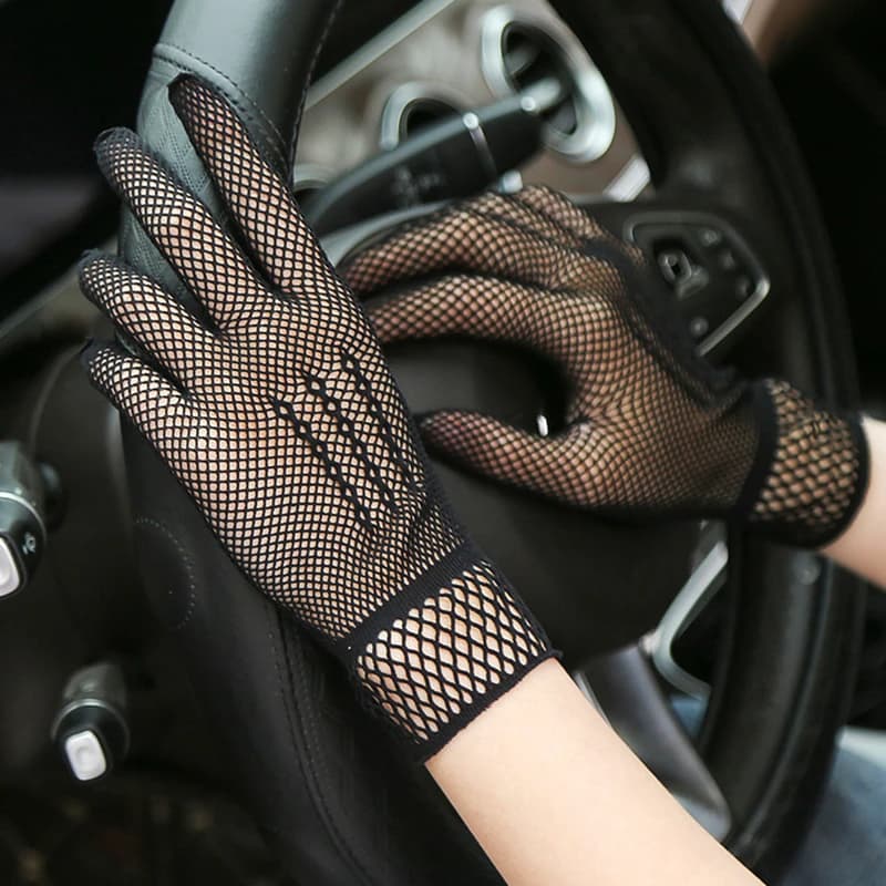 Gants filet élégants pour femme - Style dentelle noir et blanc protection mains mode pêche féminine