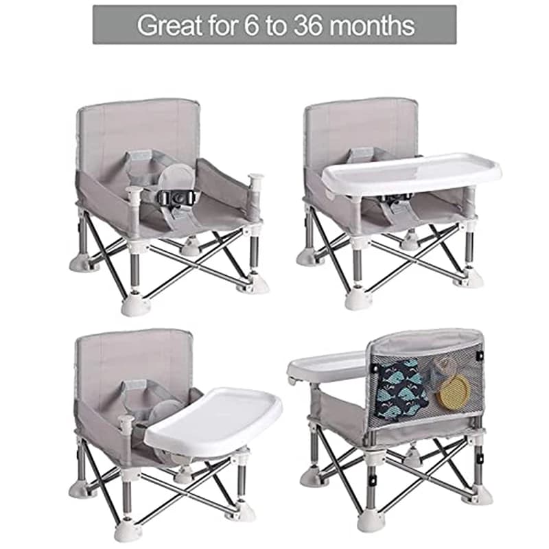 Chaise bébé pêche pliante avec plateau - Siège enfant sécurisé pour pêche en famille plage