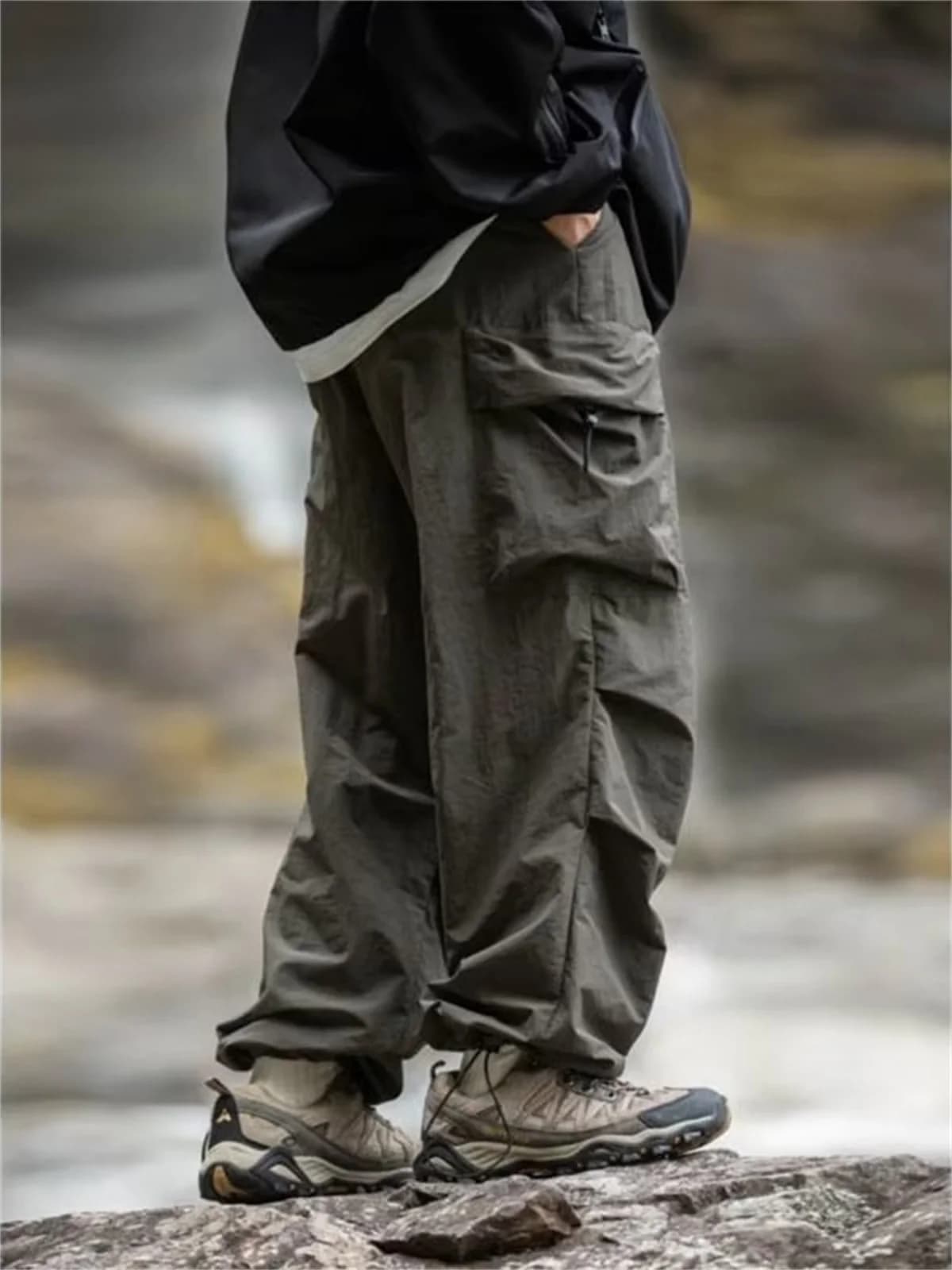 Pantalon montagne imperméable homme pour pêche hip hop - Style harajuku et performance outdoor