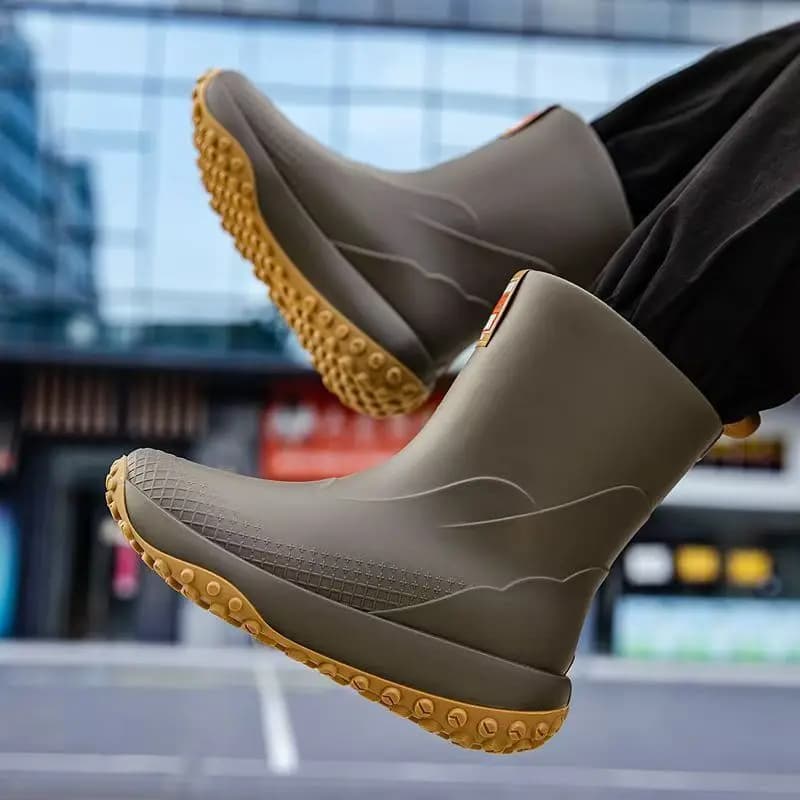 Bottes de pêche mi-mollet PVC homme imperméables sans lacets talon bas nouvelle collection cuisine