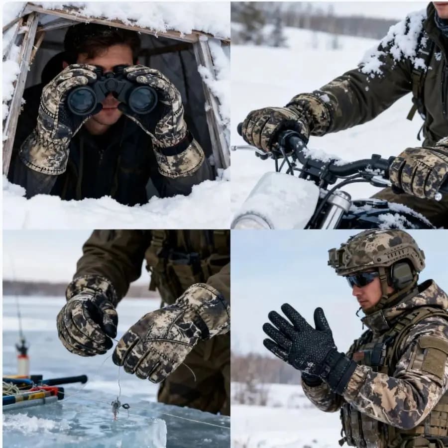Gants camouflage biomimétique automne hiver écran tactile imperméable anti-dérapage chauds pêche