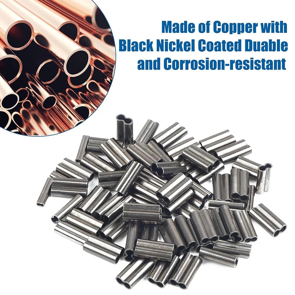 50 pièces manchons sertissage cuivre PRO BEROS double barillet connecteurs ligne pêche crimping rigging