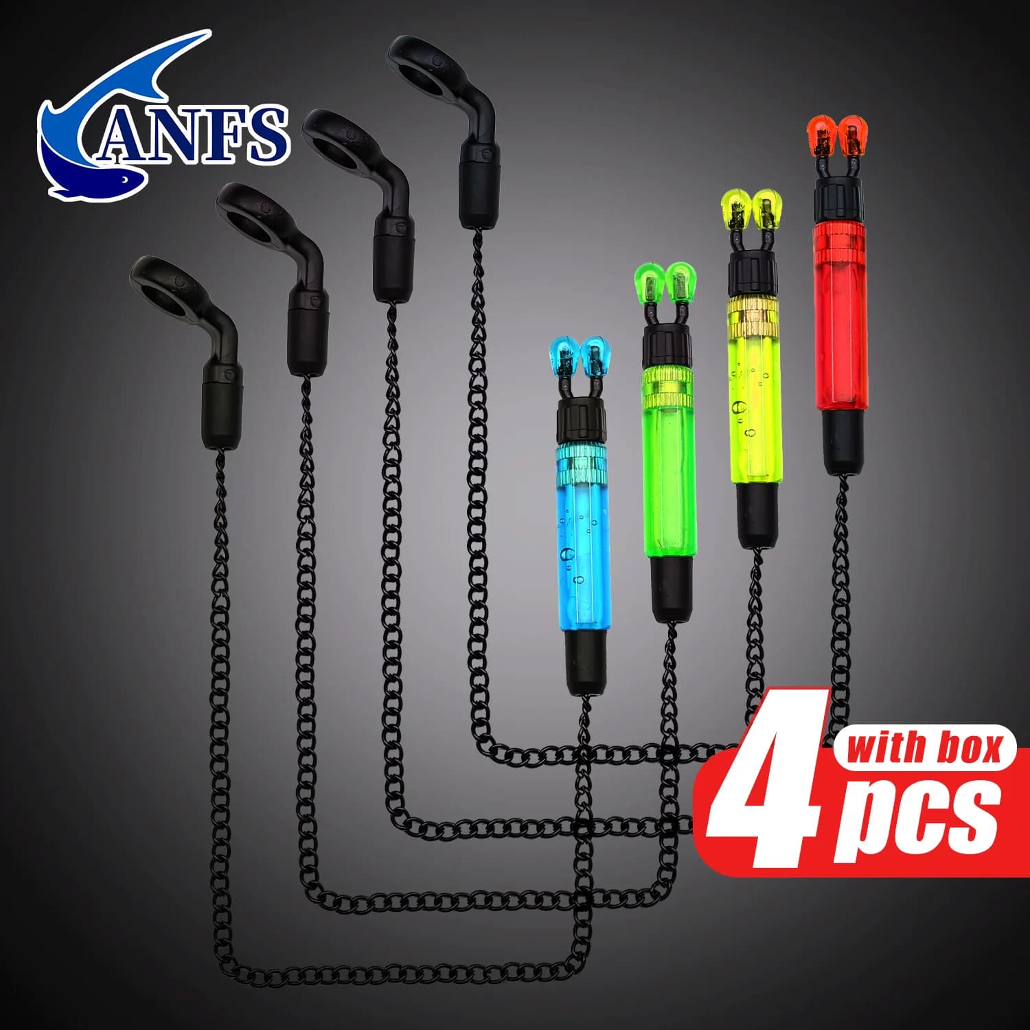 Swingers et bobbins pour pêche à la carpe - 4 pièces avec boîte pour indicateur de touche