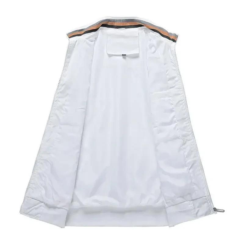 Veste homme à col montant avec broderie et fermeture éclair - Veste imperméable pour pêche et sports extérieurs