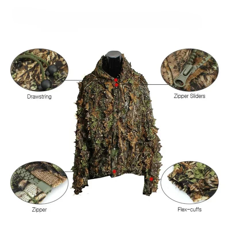 Ensemble camouflage jungle familial pour pêche - Veste à capuche et pantalon taille adulte et enfant