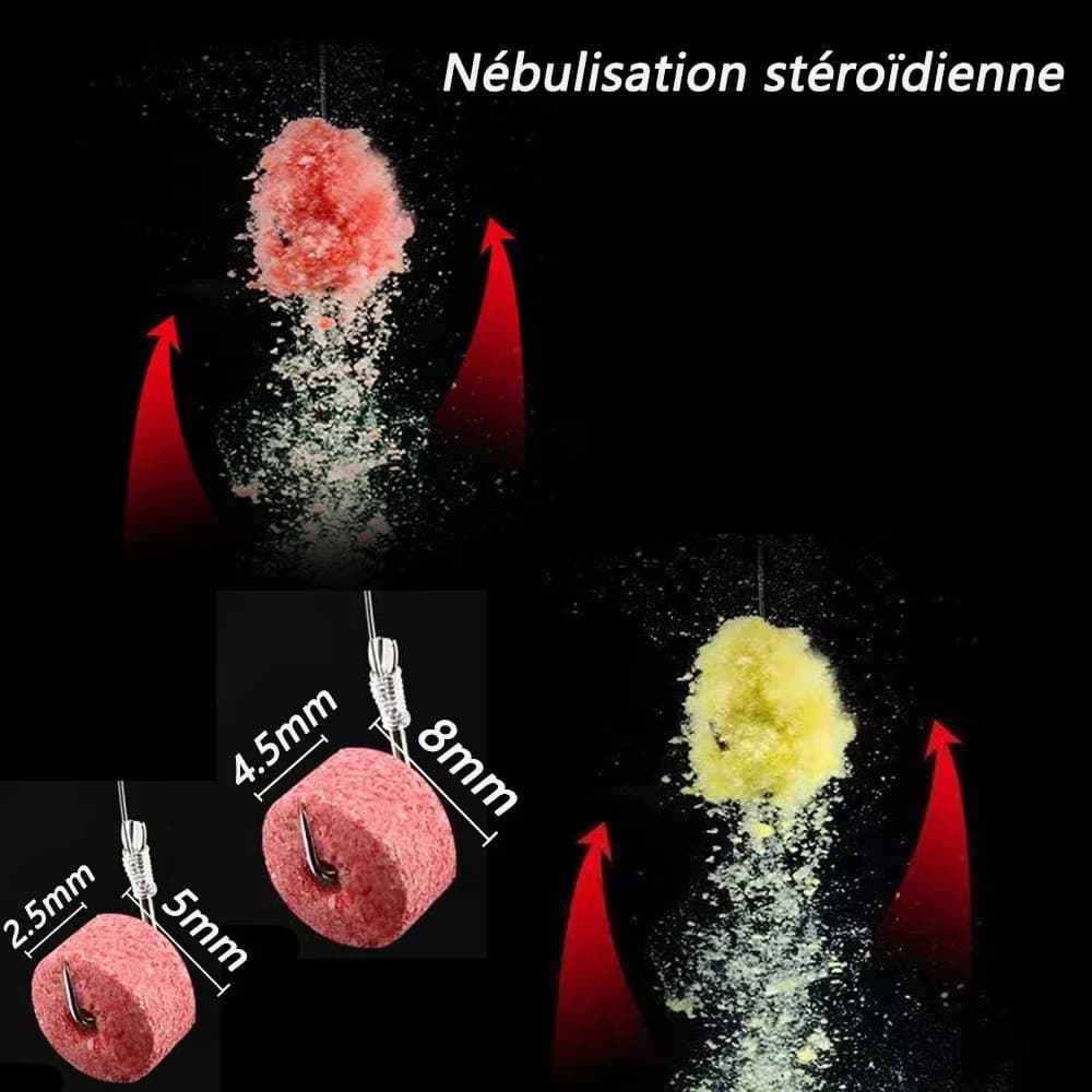 Attractant granulé creux parfum poisson pour pêche carpe - appât fibre atomisation morsure