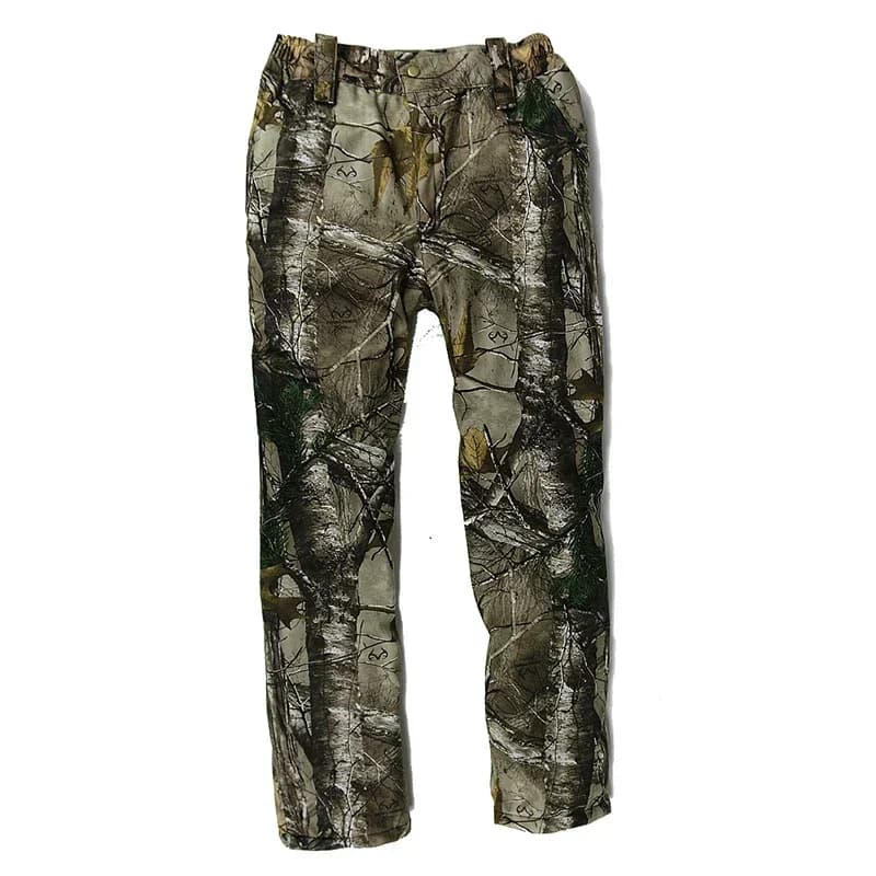 Tenue camouflage bionique 4 pièces hiver pour pêche en eau froide - Veste pantalon gants bonnet