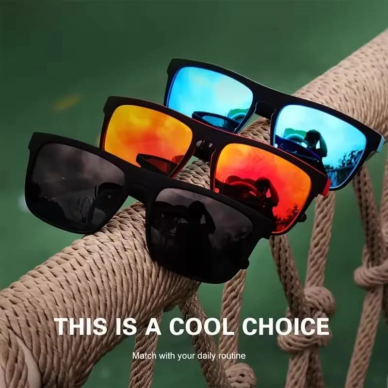 Lunettes de soleil polarisées vintage carrées - Conduite et pêche - Marque de luxe UV400 pour hommes et femmes
