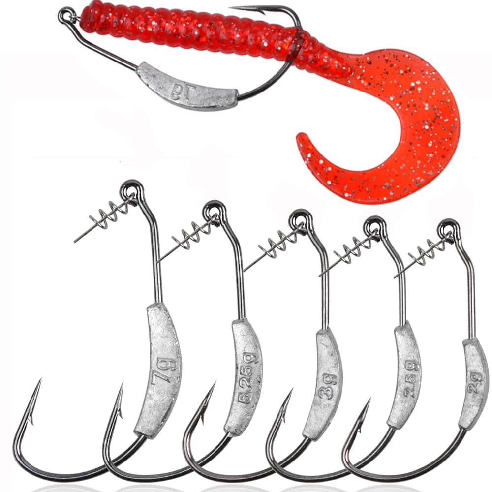 10 hameçons jig crank offset pour truite bass - montage texas rig leurres vers