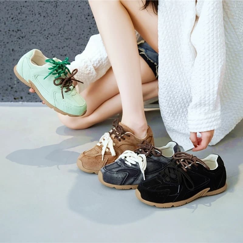 Sneakers femme cuir véritable rétro allemand fourrure hiver plats casual pour pêche confort