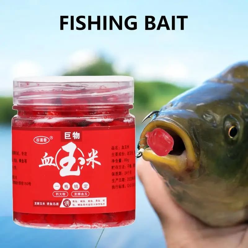 Appât concentré maïs sang 80g - Attractant rouge pour perche, silure, carpe et gardon - Accessoire pêche