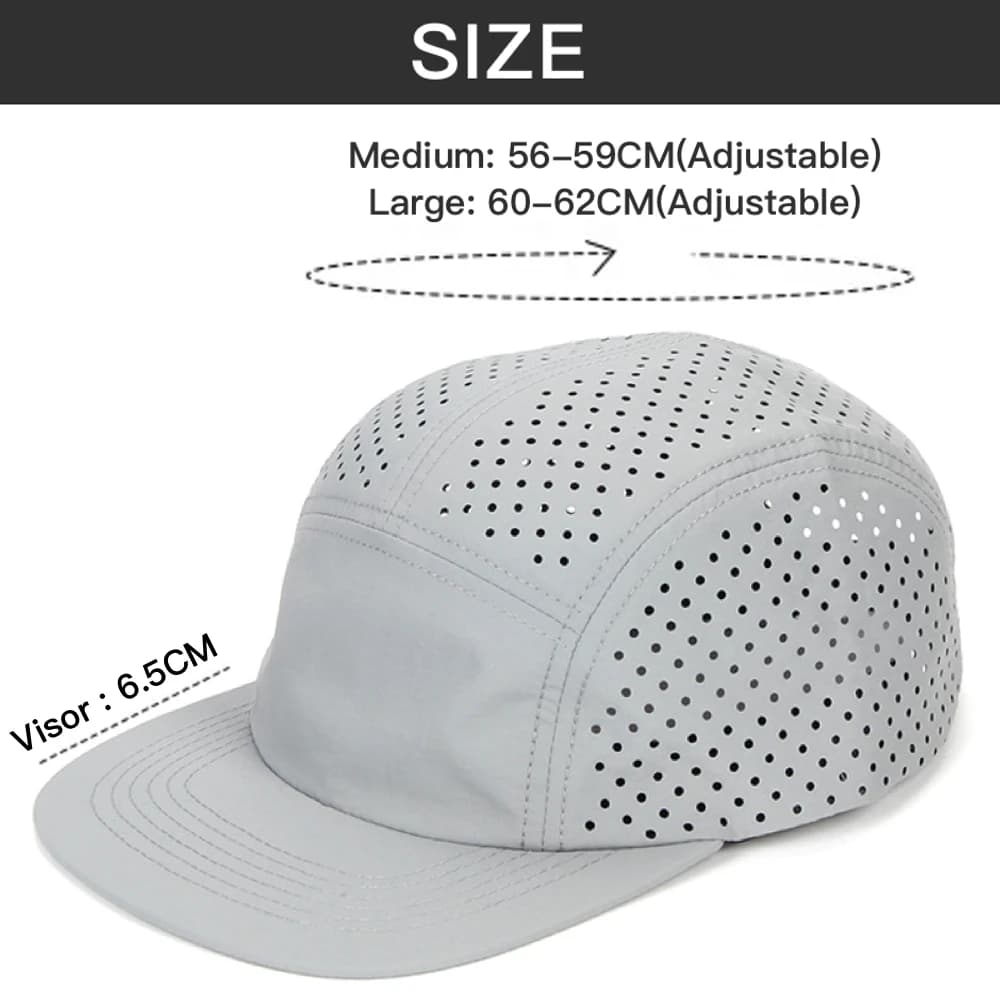 Casquette running perforée légère cinq panneaux pour hommes - Protection solaire séchage rapide