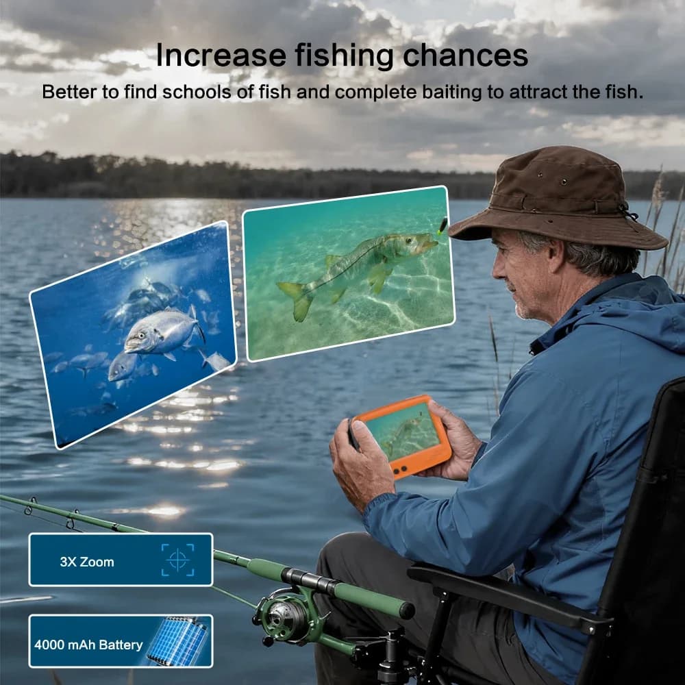 Erchang Caméra de Pêche Sous-marine Écran LCD 4.3 Pouces Détecteur Pêche Glace Hiver Vision Nocturne Pêcheur