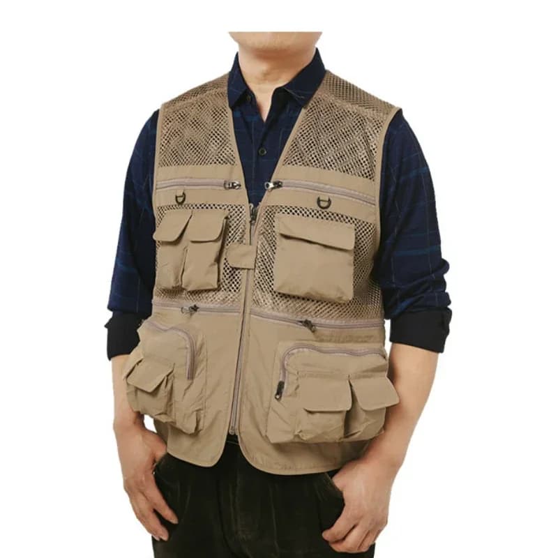 Gilet de pêche extérieur respirant à séchage rapide - Veste mesh avec poches multiples pour randonnée