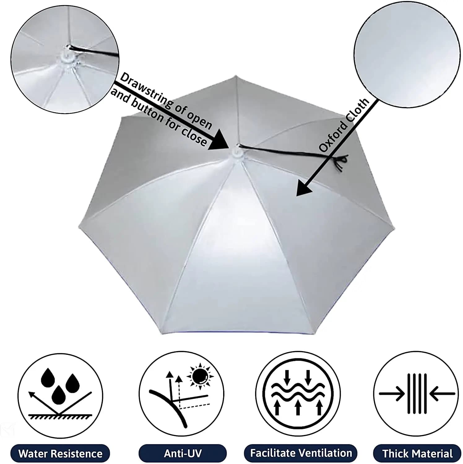 Super grand chapeau parapluie pêche 95cm élastique pliable imperméable hommes femmes
