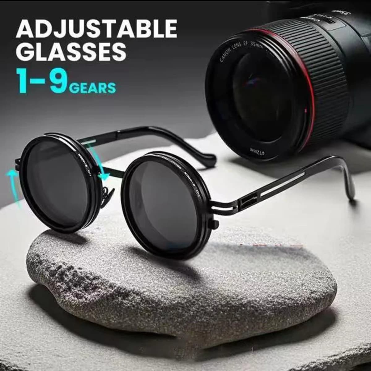 Lunettes de sport polarisées ND9 - Filtre rotatif pour pêche, cyclisme et activités outdoor