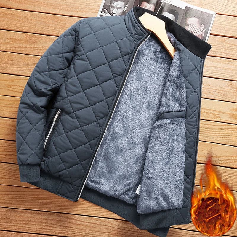 Bomber homme pêche doublé polaire motif diamant veste casual imperméable automne hiver