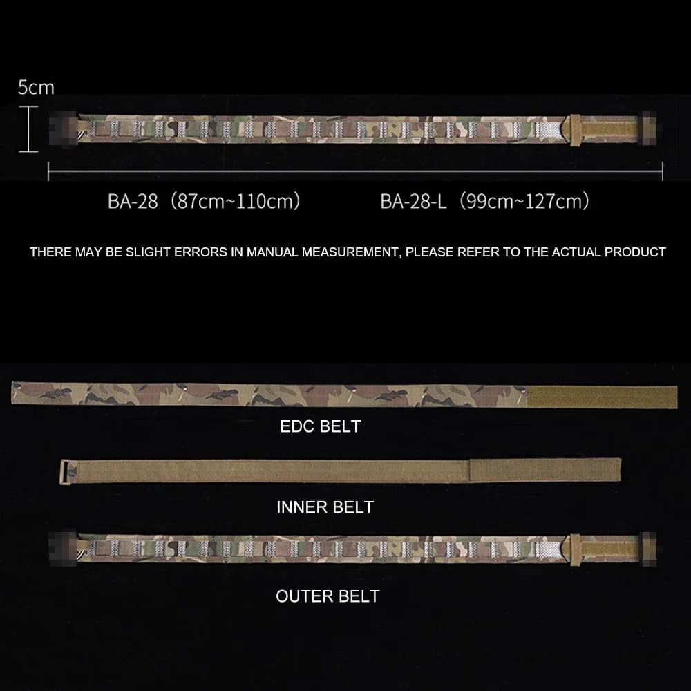 Ceinture tactique Molle 3 en 1 avec boucle métallique rapide pour pêche et airsoft