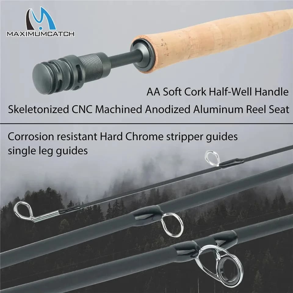 Canne à mouche ultra légère Airlite Maximumcatch 7'6''/10'0'' 2/3WT graphite IM10/30T+36T carbone tube