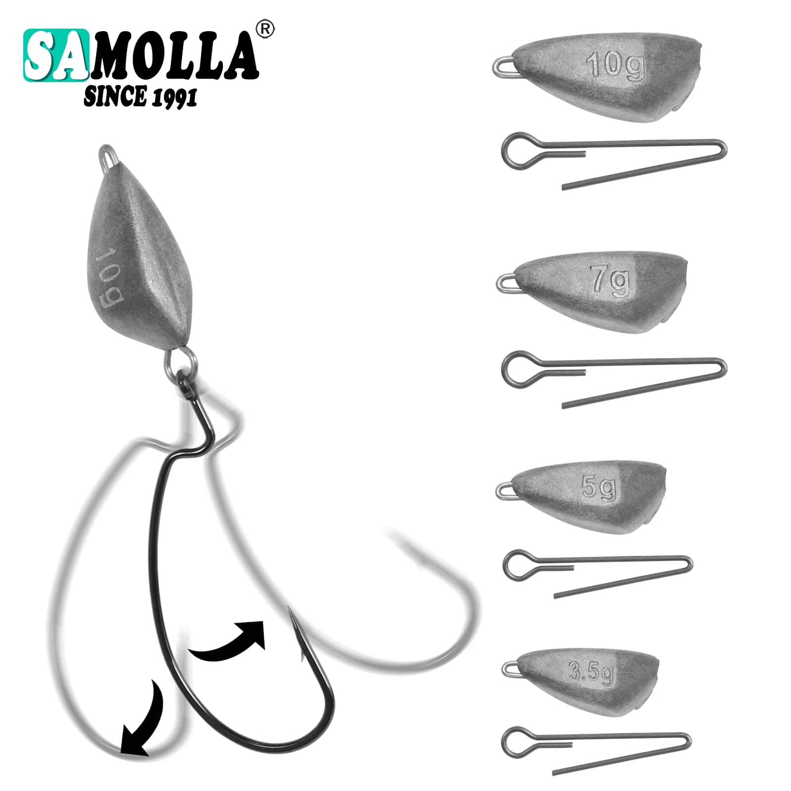 5 plombs de pêche SAMOLLA tête de jig pour leurres crank hook accessoires de pêche indispensables